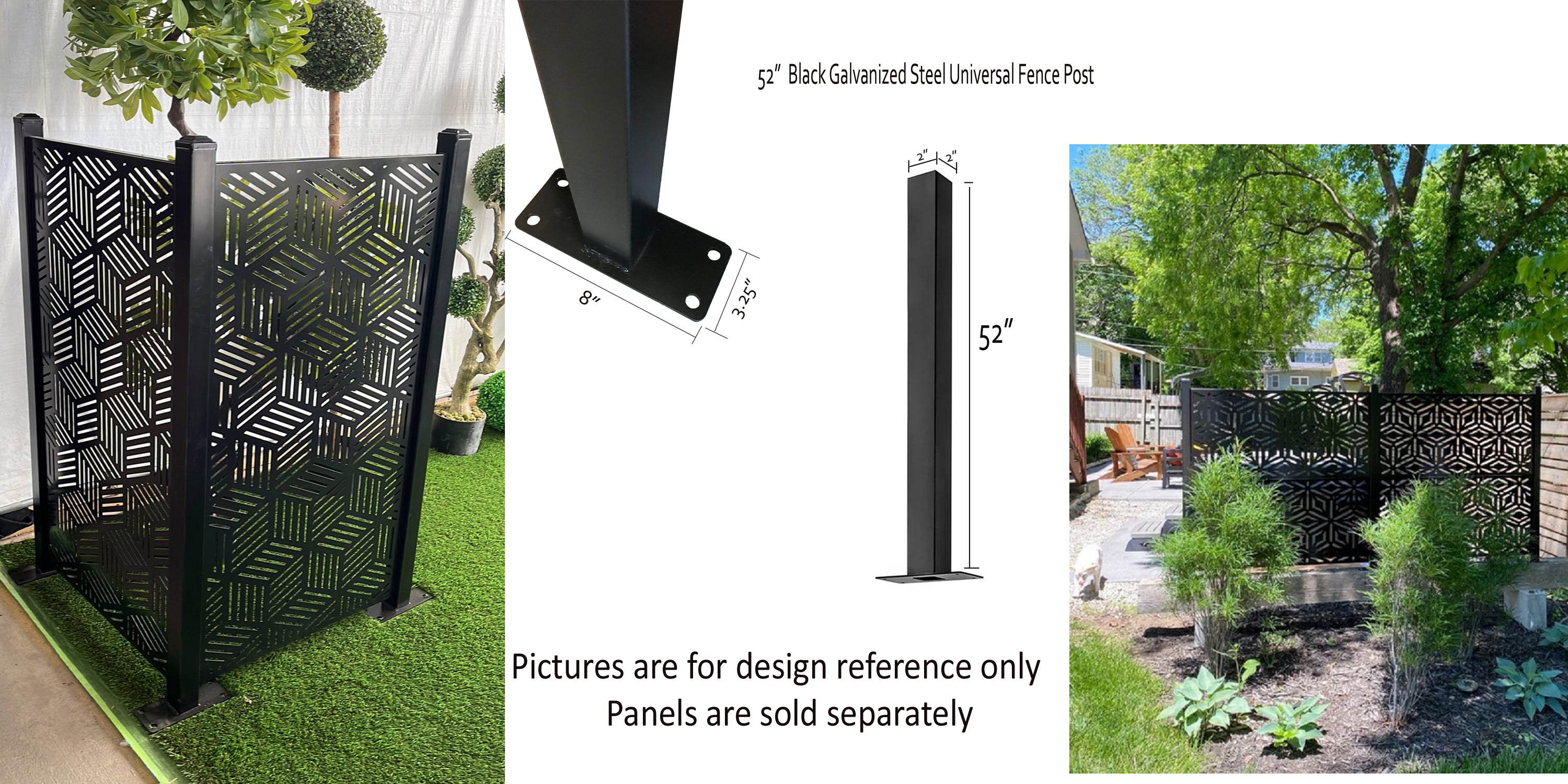 Metal Privacy Screen, Laser Cut Decorative Steel Panel, Metal Fencing, Metal Posts