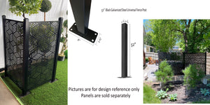 Metal Privacy Screen, Laser Cut Decorative Steel Panel, Metal Fencing, Metal Posts
