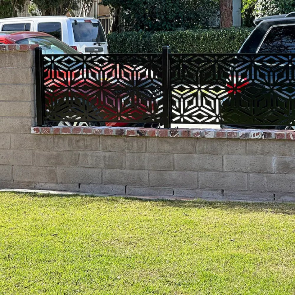 Metal Privacy Screen, Laser Cut Decorative Steel Panel, Metal Fencing, Metal Posts