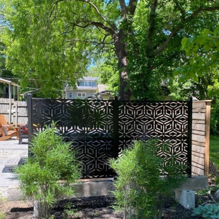 Metal Privacy Screen, Laser Cut Decorative Steel Panel, Metal Fencing, Metal Posts