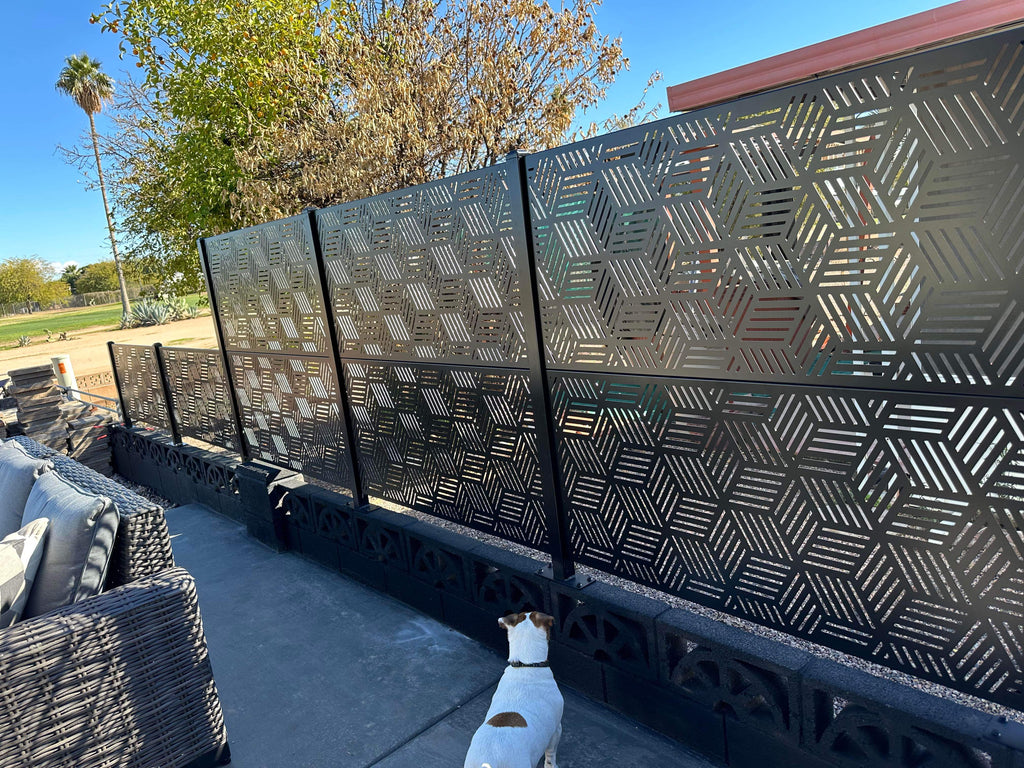 Metal Privacy Screen, Laser Cut Decorative Steel Panel, Metal Fencing, Metal Posts