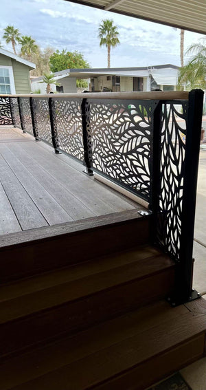 Metal Privacy Screen, Laser Cut Decorative Steel Panel, Metal Fencing, Metal Posts