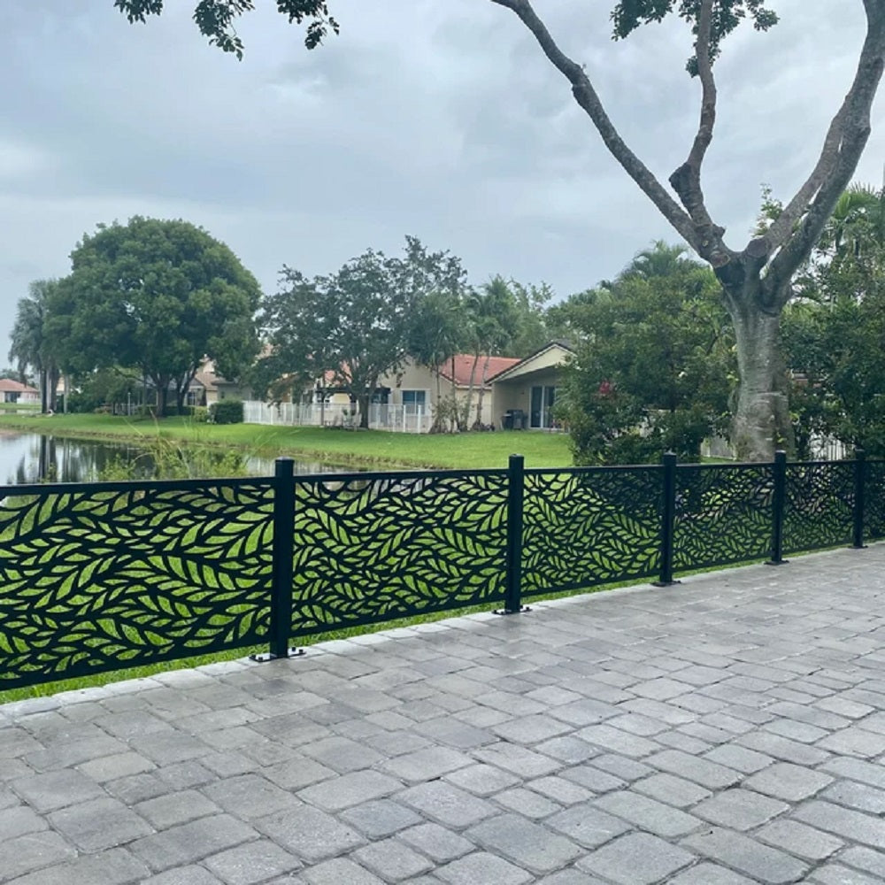 Metal Privacy Screen, Laser Cut Decorative Steel Panel, Metal Fencing, Metal Posts