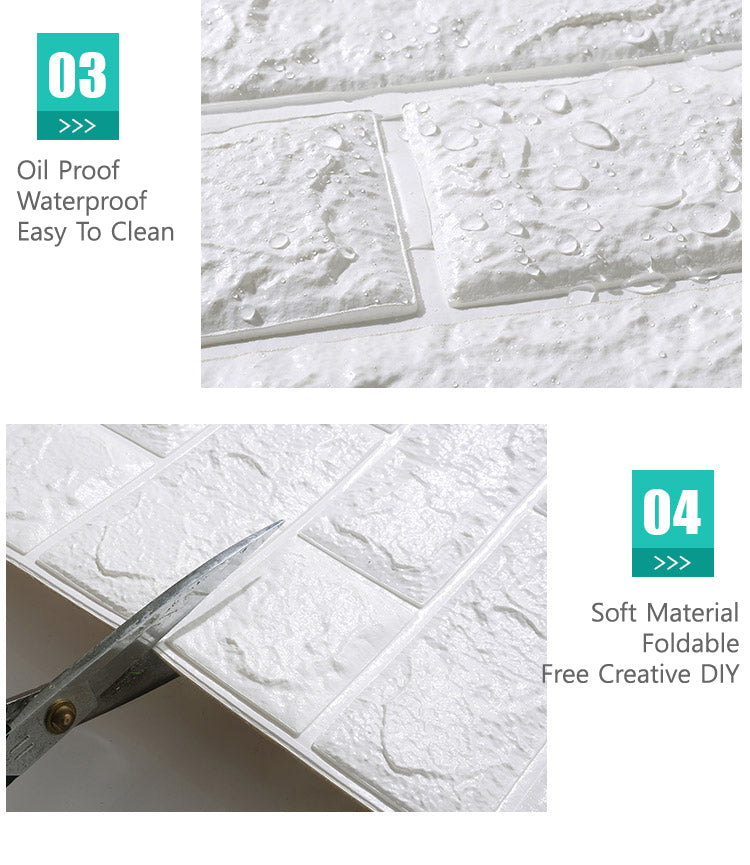 MountainSnow 3D Self-Adhesive Peel Stick Wallpaper, 3D Brick Wall Sticker for TV Walls/Sofa Background Decor