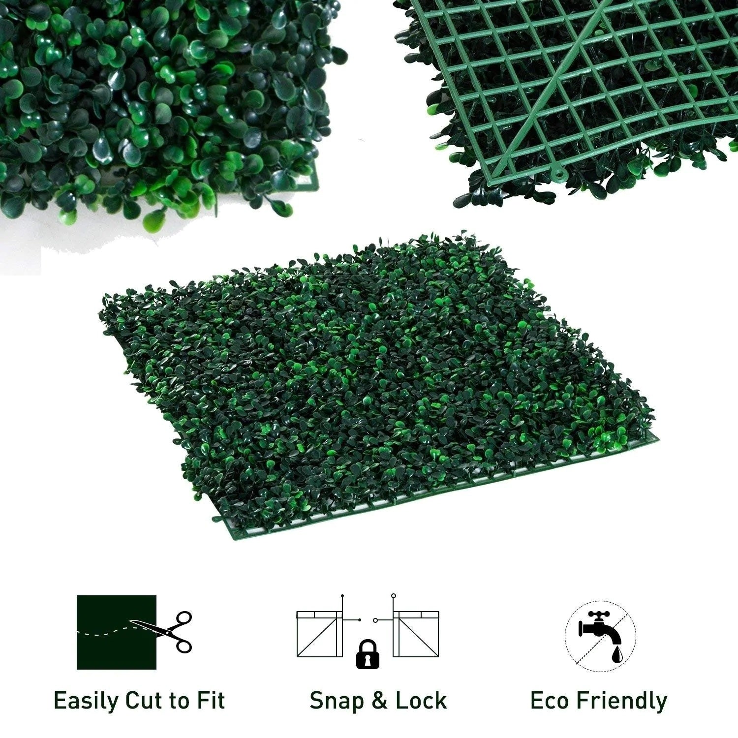 MountainSnow Dark Green Artificial Hedge, Faux Greenery Wall