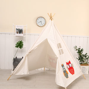 MountainSnow Indian Teepee Tent for Kids with Carry Case, 100% Cotton Teepee Play Tent, for Girls and Boys, Indoor & Outdoor Playing