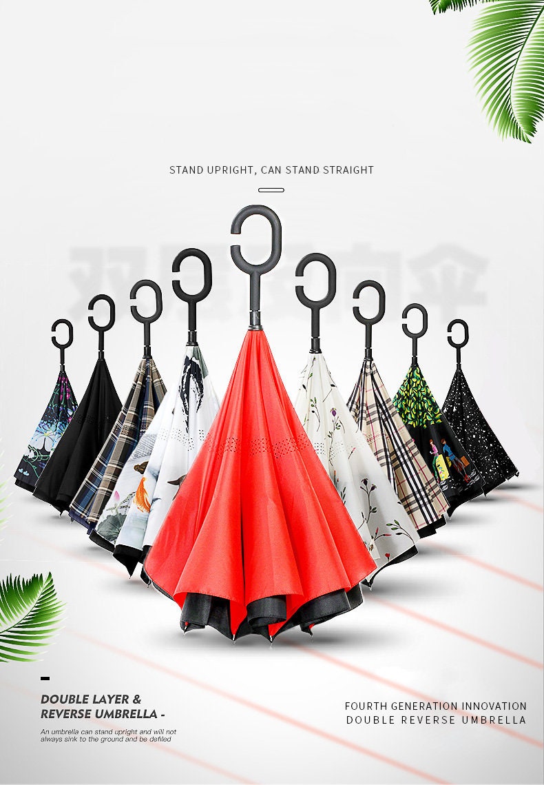 Inverted Umbrella, Umbrella Windproof, Reverse Umbrella, Umbrellas for Women with UV Protection, Upside Down Umbrella with C-Shaped Handle