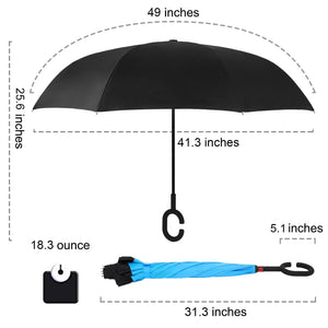 Inverted Umbrella, Umbrella Windproof, Reverse Umbrella, Umbrellas for Women with UV Protection, Upside Down Umbrella with C-Handle 2pack