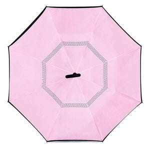 Inverted Umbrella, Umbrella Windproof, Reverse Umbrella Umbrellas for Women with UV Protection Upside Down Umbrella with C-Handle Light Pink
