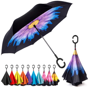 Inverted Umbrella Umbrella Windproof Reverse Umbrella, Umbrellas for Women with UV Protection, Upside Down Umbrella with C-Handle  P12