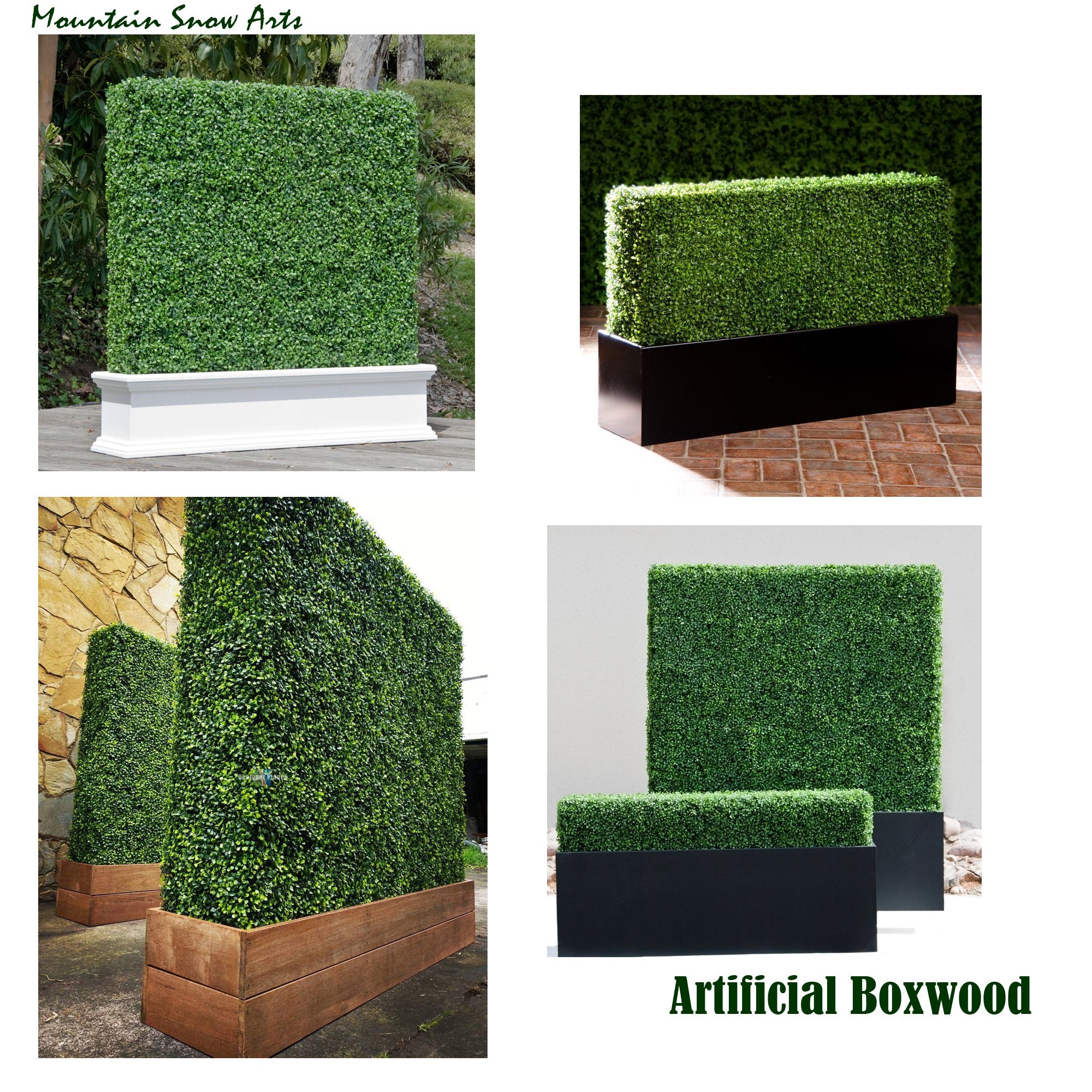 Artificial Boxwood Panels Topiary Hedge Plant UV Protected Privacy Screen Outdoor Indoor Use Garden Fence Backyard Home Decor 20x20" 8pc