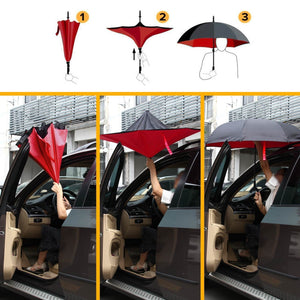 Reflective Reverse Umbrella,Inverted C-Handle Umbrella,Windproof Folding Upside Down Safety,Women with UV Protection Umbrella Lace pattern