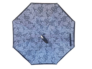 Reflective Reverse Umbrella,Inverted C-Handle Umbrella,Windproof Folding Upside Down Safety,Women with UV Protection Umbrella Lace pattern