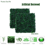 Artificial Boxwood Panels Topiary Hedge Plant UV Protected Privacy Screen Outdoor Indoor Use Garden Fence Home Decor 20x20"DarkGreen 2 pcs