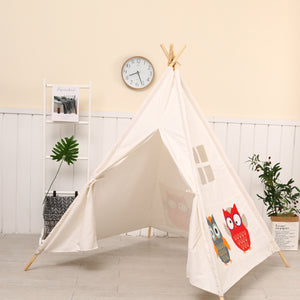 Indian Playhouse Toy Teepee Play Tent for Kid Holiday creative gift for Children Foldable Play Tent Portable Kids Tent Cotton Canvas Teepee