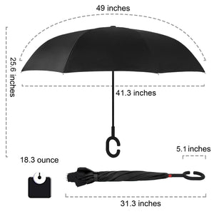 Inverted Umbrella, Umbrella Windproof, Reverse Umbrella, Umbrellas for Women with UV Protection, Upside Down Umbrella with C-Handle 1pack