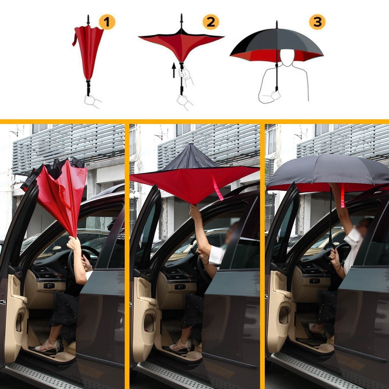 Inverted Umbrella Umbrella Windproof Reverse Umbrella, Umbrellas for Women with UV Protection, Upside Down Umbrella with C-Handle  P16