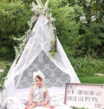 Indian Playhouse Toy Teepee Play Tent for Kid Holiday creative gift for Children Foldable Play Tent Portable Kids Tent White Lace Teepee 3p