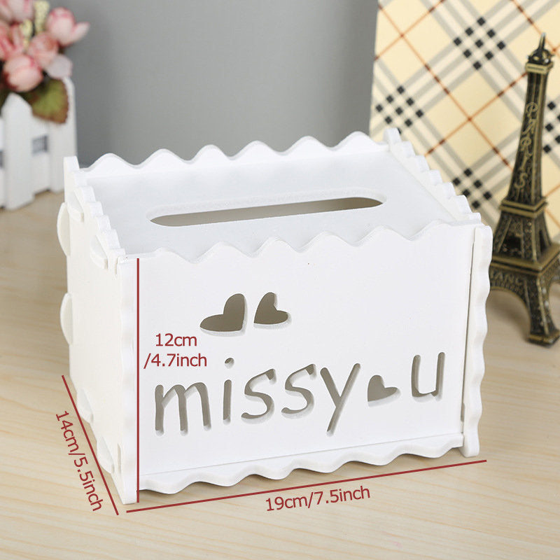 SNOW MountainSnow PVC Tissue Box Cover Rectangle Boutique Box for Bathroom, Bedroom, Living Room with Muti Pattern Options (MissYou)