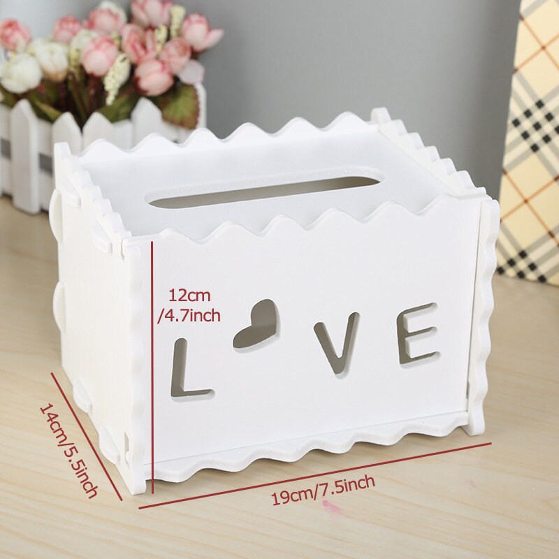 SNOW MountainSnow PVC Tissue Box Cover Rectangle Boutique Box for Bathroom, Bedroom, Living Room with Muti Pattern Options (Love)