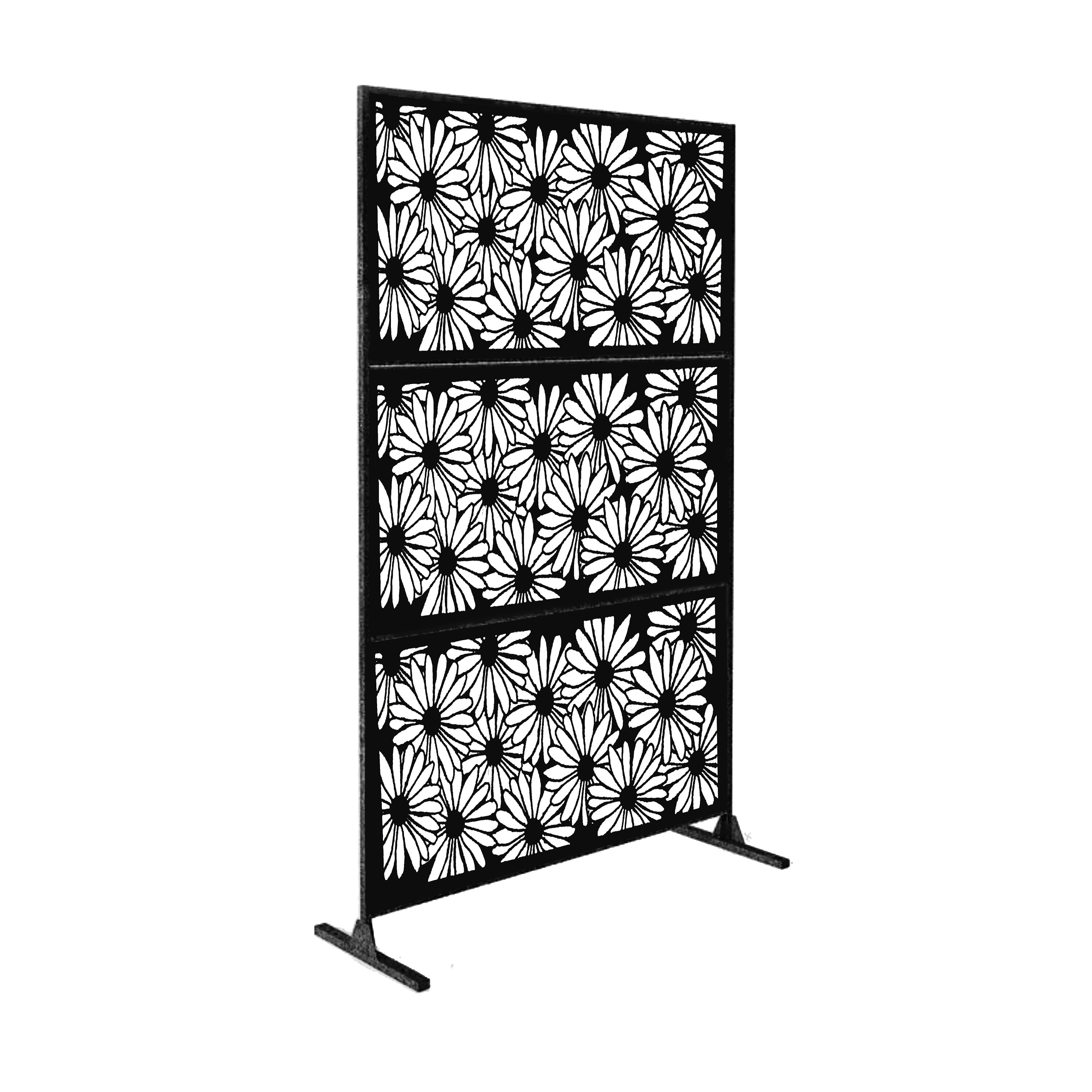Metal Privacy Screen, Laser Cut Decorative Steel Privacy Panel Metal Fencing, Hanging Room Divider Partitions Panel Screen,48x75inch