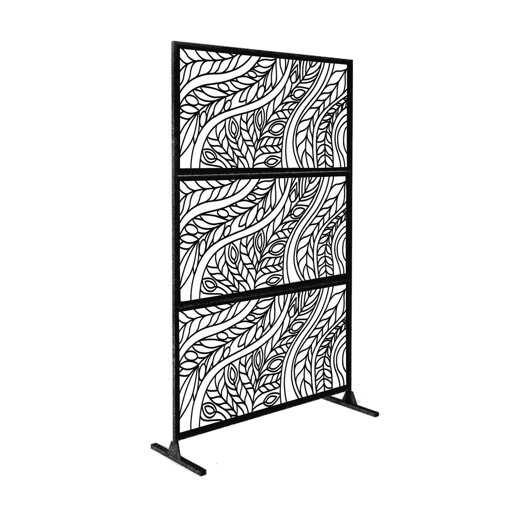 Metal Privacy Screen, Laser Cut Decorative Steel Privacy Panel Metal Fencing, Hanging Room Divider Partitions Panel Screen,48x75inch C003