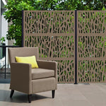 Metal Privacy Screen, Laser Cut Decorative Steel Privacy Panel Metal Fencing, Hanging Room Divider Partitions Panel Screen,48x75inch C008