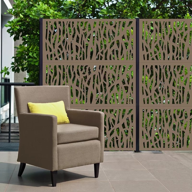 Metal Privacy Screen, Laser Cut Decorative Steel Privacy Panel Metal Fencing, Hanging Room Divider Partitions Panel Screen,48x75inch C010