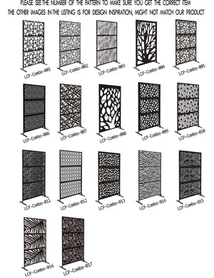 Metal Privacy Screen, Laser Cut Decorative Steel Privacy Panel Metal Fencing, Hanging Room Divider Partitions Panel Screen,48x75inch C015
