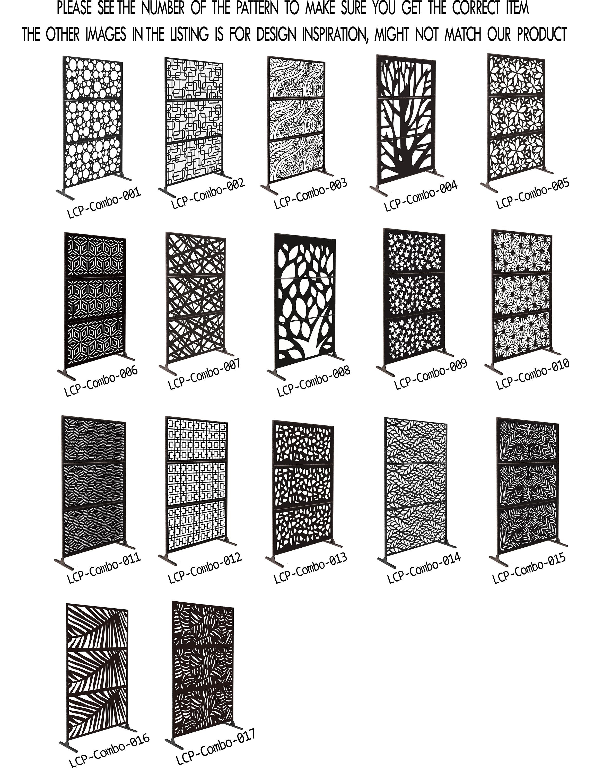 Metal Privacy Screen, Laser Cut Decorative Steel Privacy Panel Metal Fencing, Hanging Room Divider Partitions Panel Screen,48x75inch C009