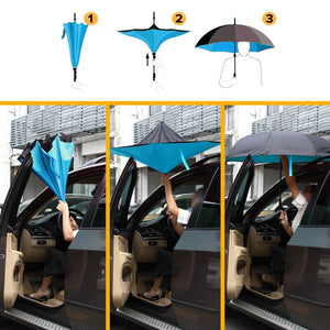 Inverted Umbrella Umbrella Windproof, Reverse Umbrella, Umbrellas for Women with UV Protection, Upside Down Umbrella with C-Handle 1 PACK