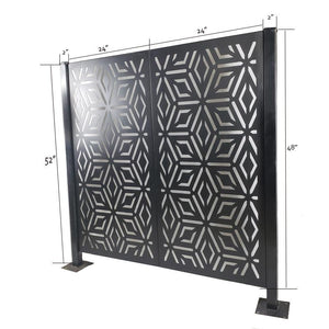 Metal Privacy Screen, Laser Cut Decorative Steel Privacy Panel Metal Fencing, Galvanized Steel Universal Fence Post